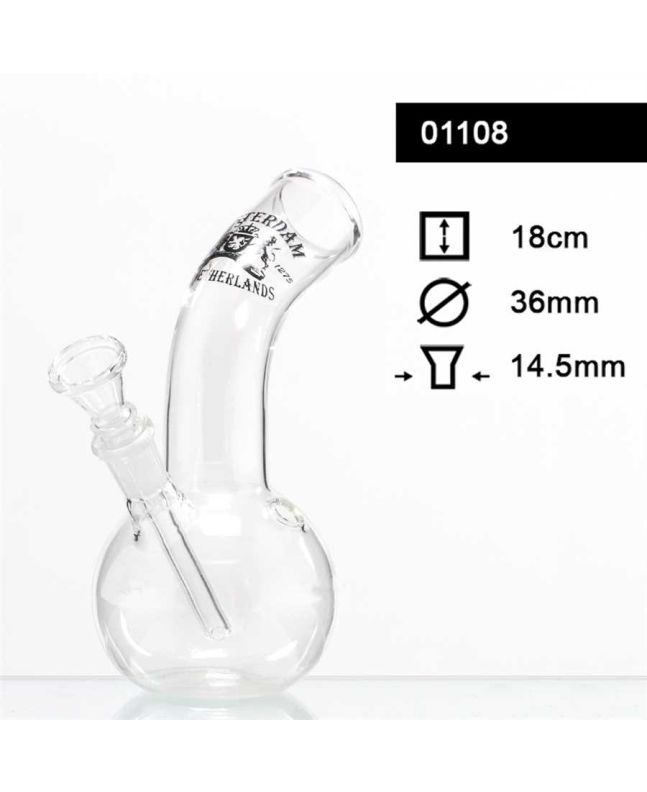 Glass bong H 18 cm cut 18.8 mm Φ 36 mm Amsterdam