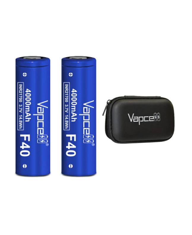 2x Vapcell F40 INR 21700 4000mah + case