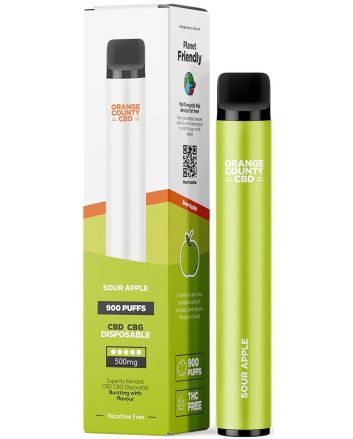 Orange County CBD Vape Pen Sour Apple, 250mg CBD + 250mg CBG, 3ml