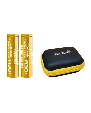 2x Vapcell A30 18650 3000 mAh + case