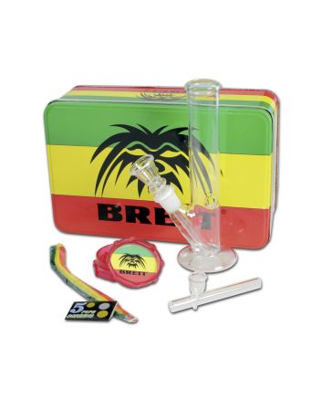 Rasta Breit set: bongo, grinder, pipe, strainers, cleaners