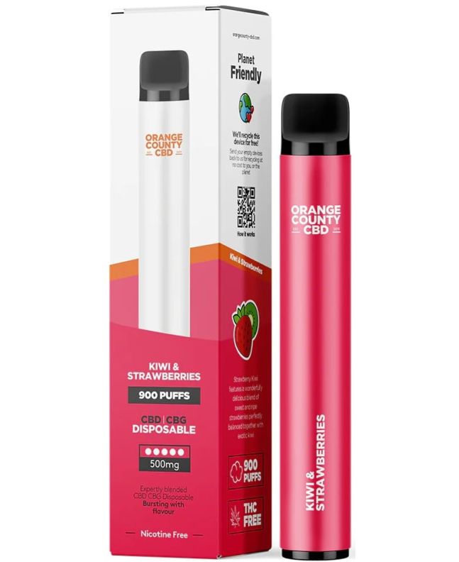 Orange County CBD Vape Pen Kiwi and Strawberries, 250mg CBD + 250mg CBG, 3 ml