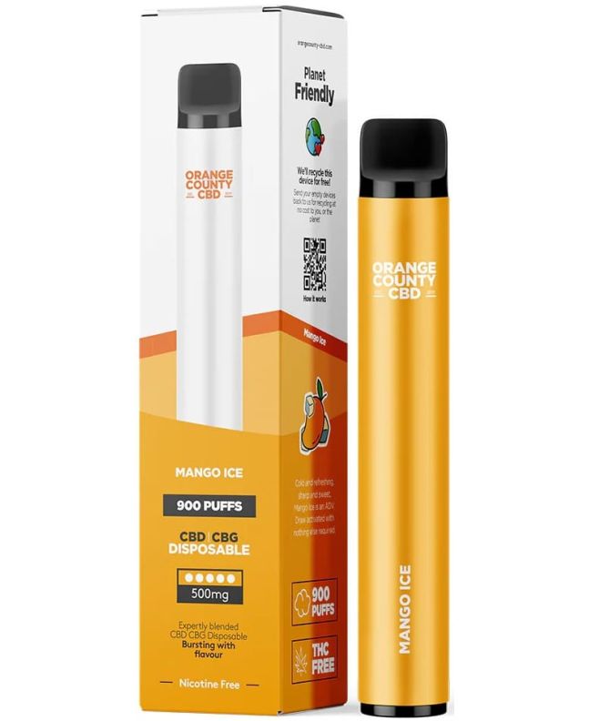 Orange County CBD Vape Pen Mango Ice, 250mg CBD + 250mg CBG, 3 ml